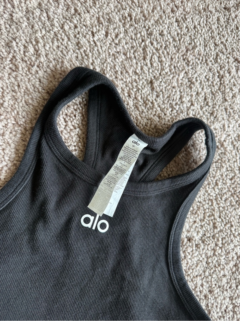 Alo Black Ribbed Racerback Crop Tank - Picture 11 of 12